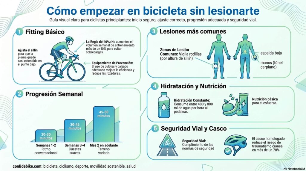 Ahora que ya sabes por qué deberías subirte a la bici, es el momento de aprender cómo hacerlo de forma inteligente, progresiva y segura. Porque tan importante como pedalear es hacerlo bien.